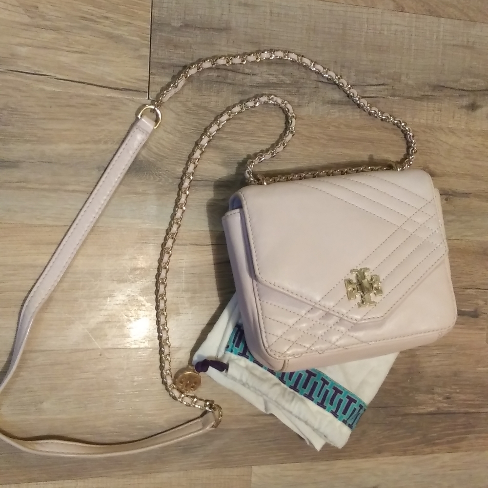Tory Burch Light Pink Quilted Crossbody Bag